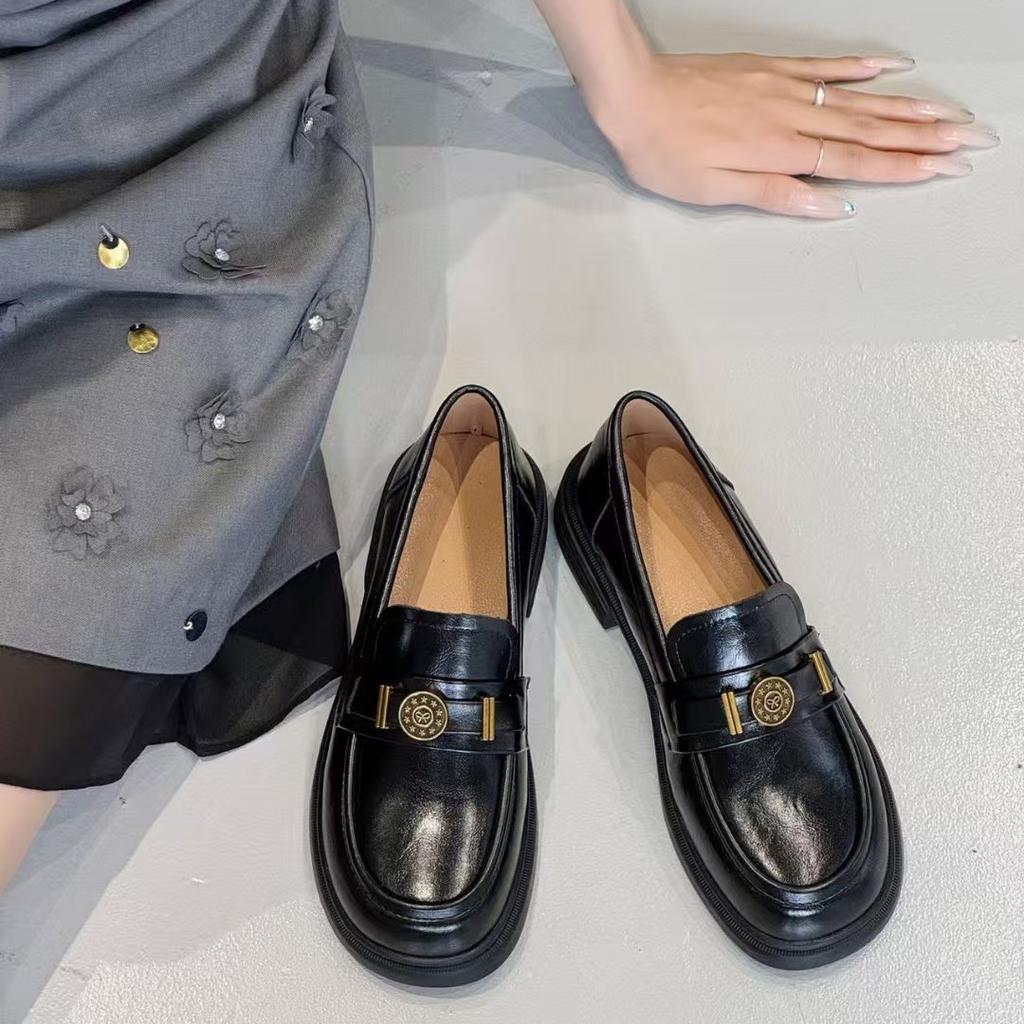 School Season Benefits~ 2025 Spring and Autumn New Leather Round Head Soft Sole Loafers Low Heel Shoes Comfortable Shallow Mouth Single Shoes