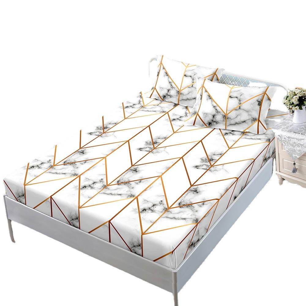 Simple Wind Mattress Three-Piece Set Geometric Line Bed Sheet All-Inclusive Mattress Protective Cover