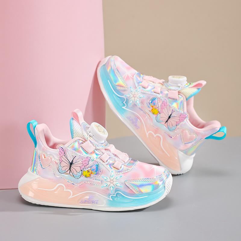 Girls shoes 2025 spring and autumn new breathable mesh leather lightweight girls running casual sneakers