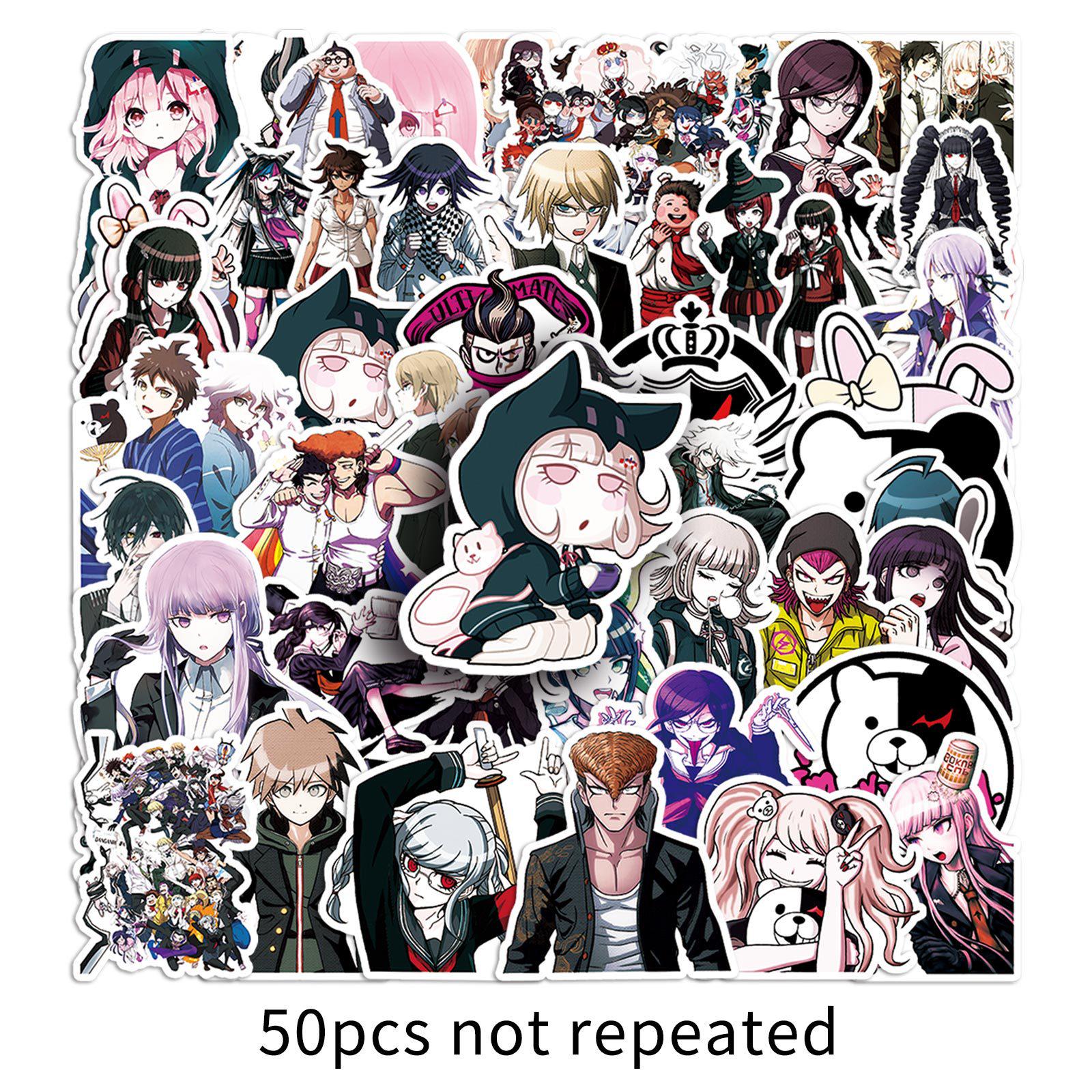 50 стикеров с персонажами аниме Danganronpa для журналов, канцелярских принадлежностей и украшения мотоцикла
