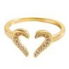 Women Ring Adjustable Open Heart Shape Finger Ring with Cubic Zirconia Semi-Inlaid Design Formal Wear Jewelry Gift