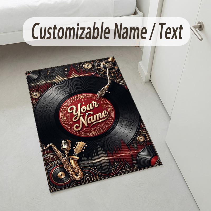 Decorative Artwork Theme Crystal Velvet Rug Personalized Custom Name Text Soft Floor Mat Home Decor