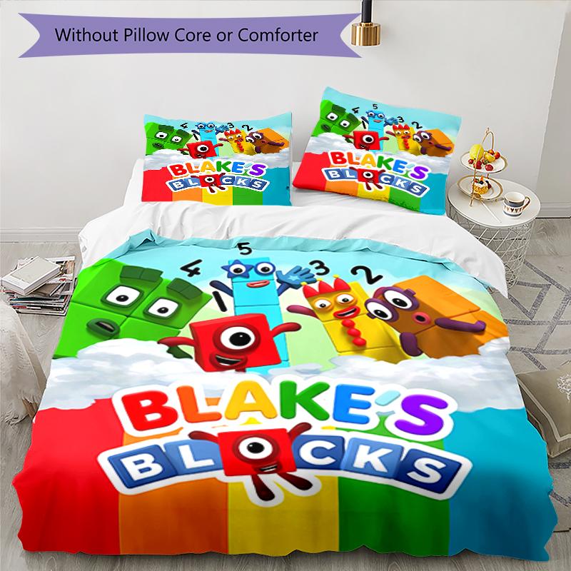 3-teiliges Numberblocks2-Muster Bettwäscheset Bettbezugset enthält Bettbezug & Kissenbezüge, perfekte Ganzjahres-Schlafzimmerdekoration & Geschenk