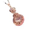 Exquisite Russian 585 Purple Gold Flower Pendant Shiny Hollow Personality Exquisite High-End Women'S Color Gold Collarbone Chain