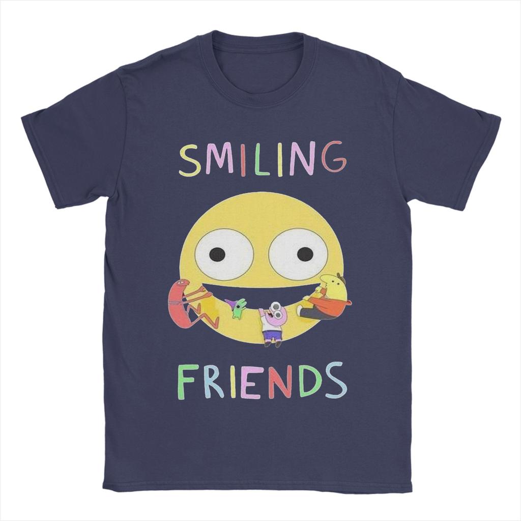 Vintage Smiling Friends Cartoon TShirt Unisexs Round Neck Short Sleeve Top Tee  Cotton Summer Clothes