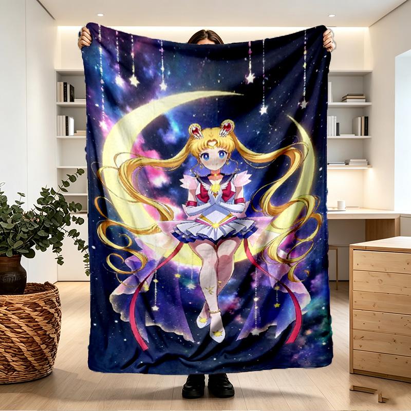 Sailor Moon Print Blanket - Soft & Comfortable, for Bedroom, Travel, Sofa, Home Decoration - Birthday Christmas Gift for Friend