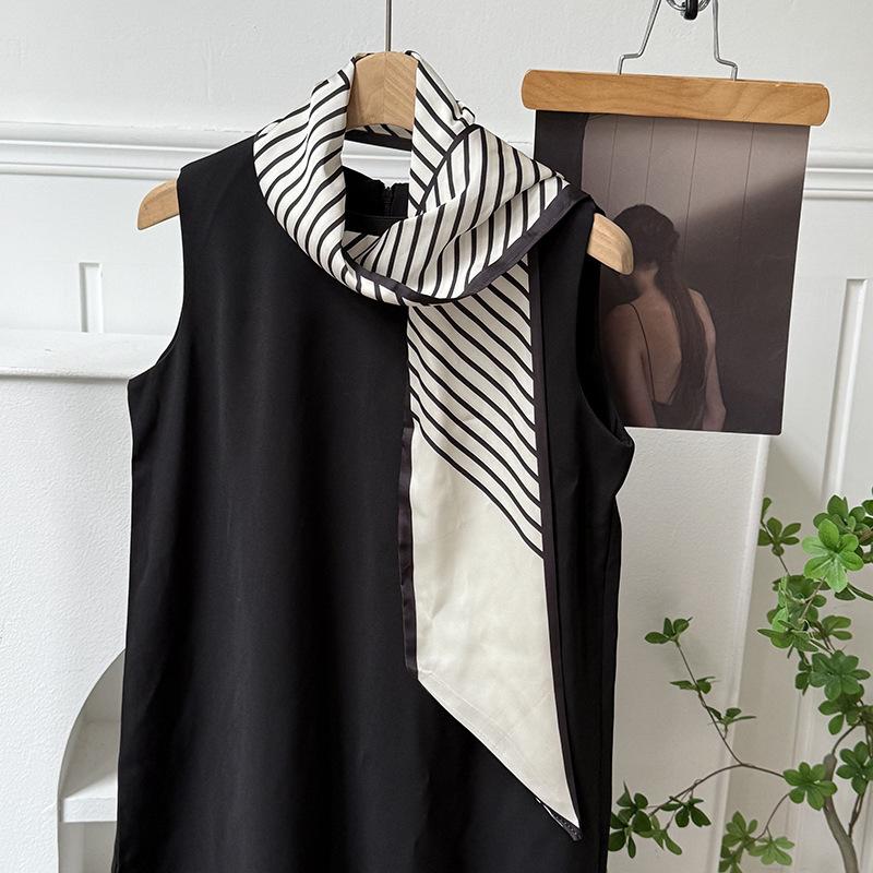 Silk scarf atmosphere, new long silk scarf, streamer, women's high-end sense, matching shirt, small scarf, headscarf, headband.
