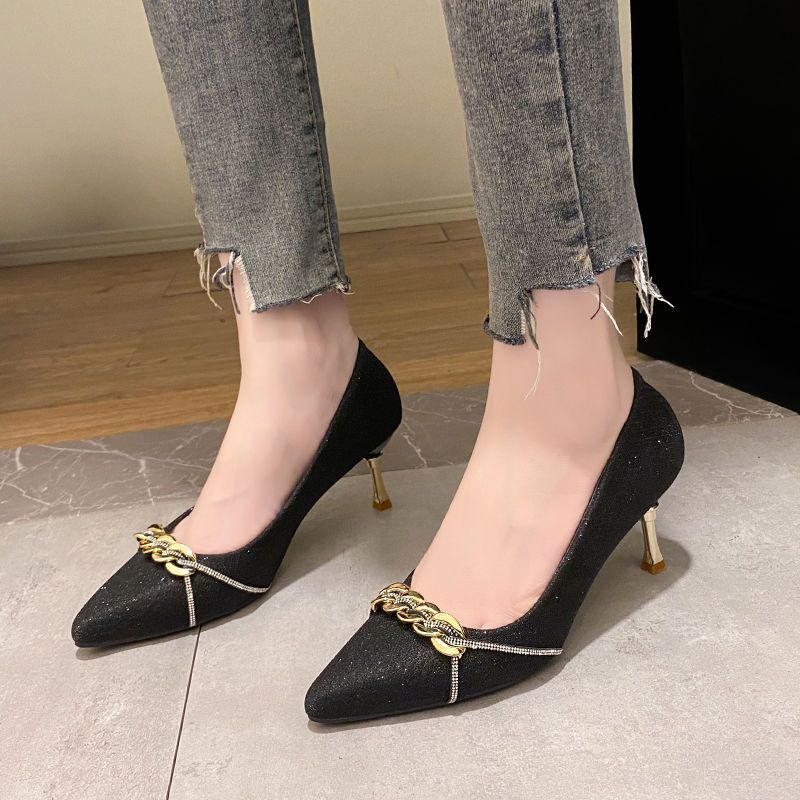 French Elegant Xiaoxiangfeng High Heels Versatile Stiletto Design Sense Niche Fashion Single Shoes New In Spring and Autumn 2024
