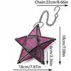 Nordic Retro Iron Art Colored Glass Wind Lamp Windproof Glass Candle Holder Hanging Five Pointed Star Candlestick Garden Decor