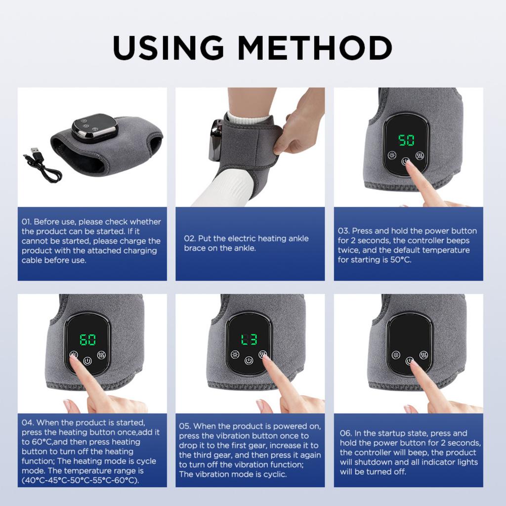 Foot Massager, Electric Heated Foot Care, With 3 Vibration Modes And 5 Temperature Levelss