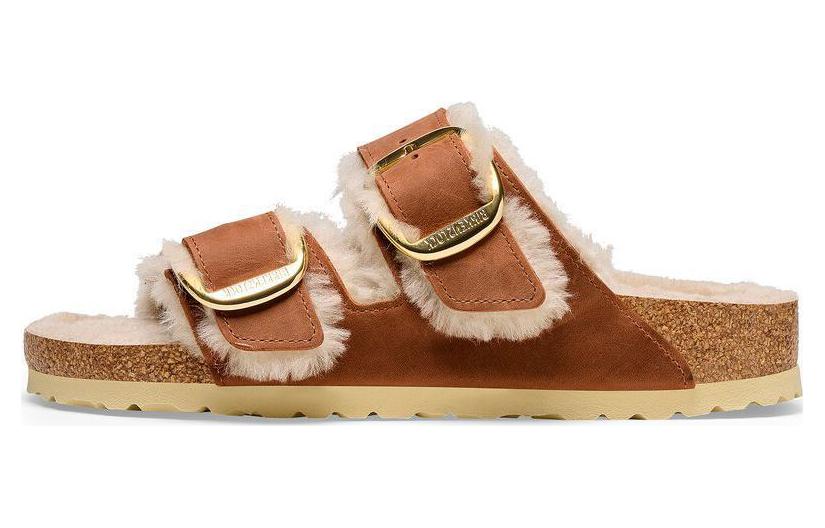 Женские шлепанцы Birkenstock из кожи, светло-коричневые, стандартные 1025432 35