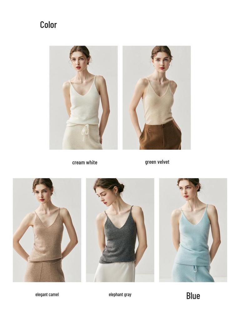 2025 Autumn/Winter V-neck Cashmere Slim-fit Vest - Women's Wool Knit Innerwear