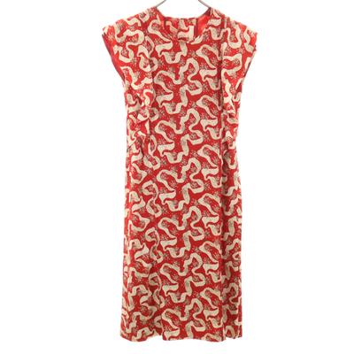 PINK HOUSE Floral French Sleeve One Piece Red Women Used