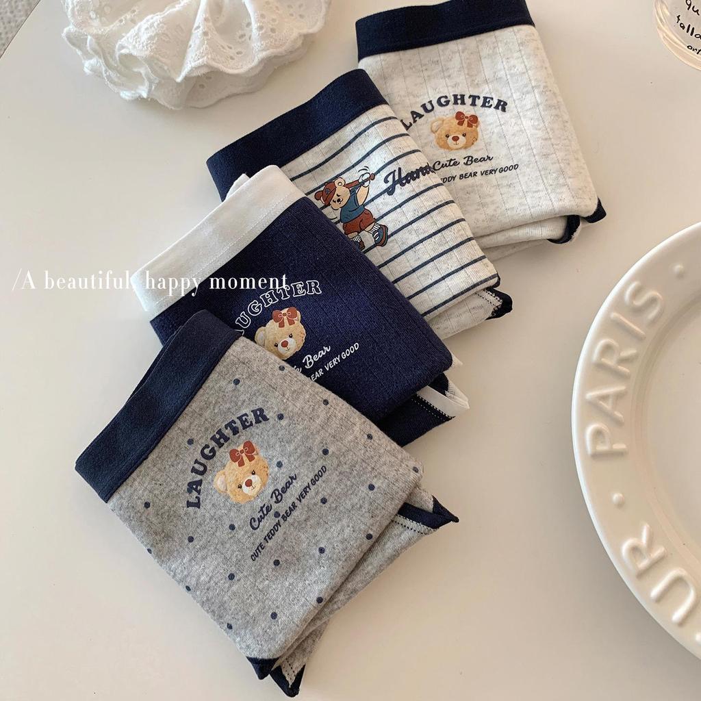 British Teddy Bear Pure Cotton Women's Antibacterial Underwear, Mid-Rise, Extended Crotch, A-Class, Baby Soft.