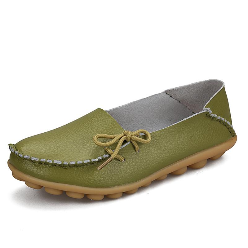 Women Flats Genuine Leather Fashion Walking Women Shoe Moccasins Ballet Flats Oxford Nurse Shoes Black Plus Size Ladies Shoes