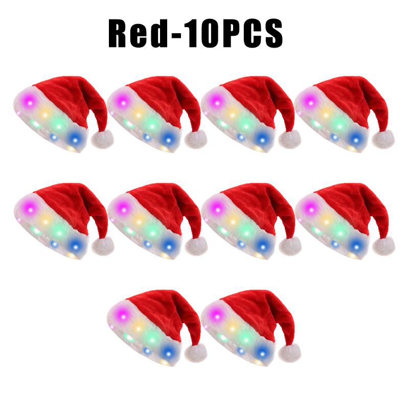 Festive Light Up Santa Hat with Soft Red Velvet Christmas LED Headwear for Adults Holiday Party Costume Unisex New Year Cheer