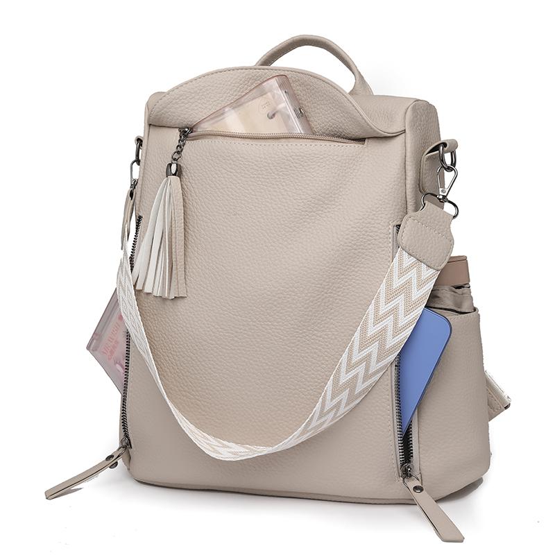 PU Rucksack Große Kapazität Handtasche Quaste Damen Multifunktionale Umhängetasche