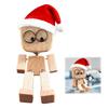 Christmas Hat Leg-swinging Robot Figurine Cute Wood Man Shaking Wooden Man Figurine With Function Of Changing