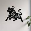 Art Mural Taureau en Métal One Piece, Statue de Taureau Vivante Murale, Super Cadeau du Nouvel An de Noël, Amateurs de Décoration Animale, Sculpture Résistante à la Rouille pour Salon