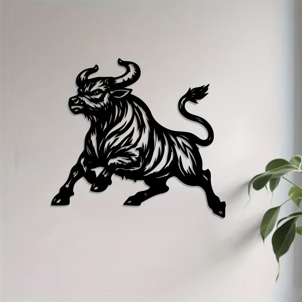 Art Mural Taureau en Métal One Piece, Statue de Taureau Vivante Murale, Super Cadeau du Nouvel An de Noël, Amateurs de Décoration Animale, Sculpture Résistante à la Rouille pour Salon