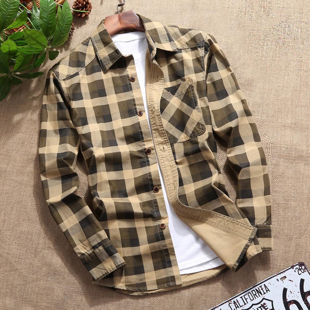 

Мужская повседневная мода в клетку с принтом, свободная толстовка со съемной блузкой с длинным рукавом M хаки