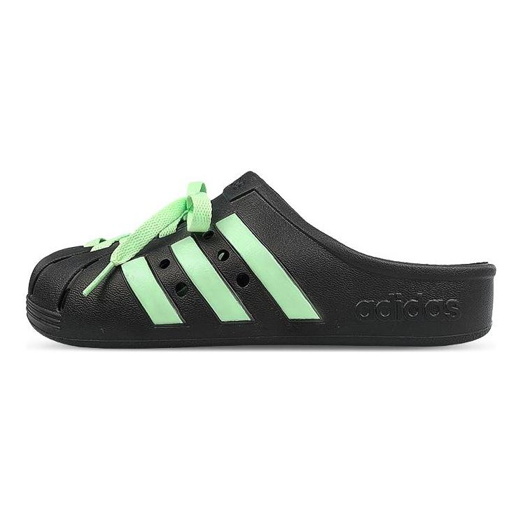 Adidas Adilette Slip Resistant Closed Toe Slippers Unisex Black Green GZ5886(Team47-)