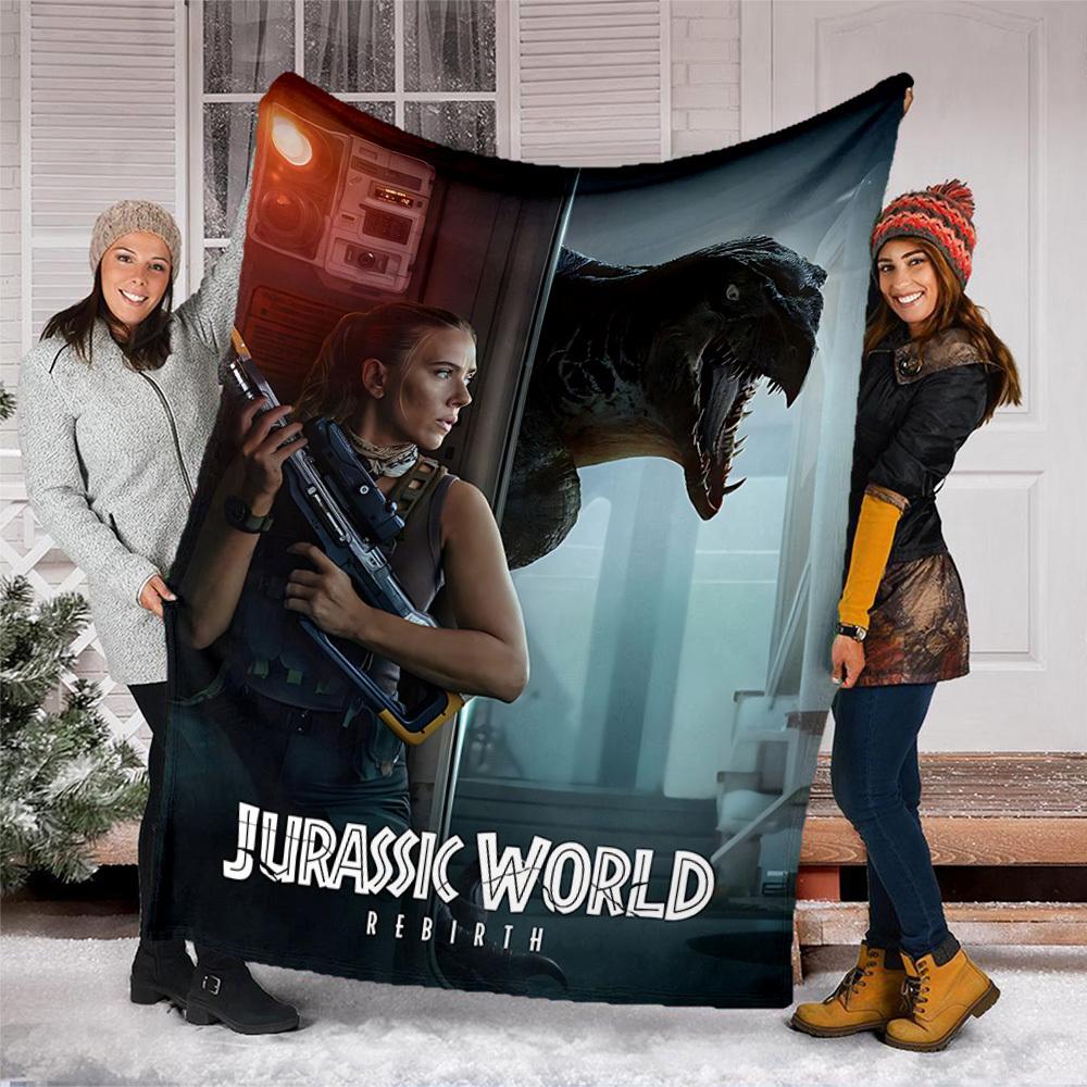 1pc Jurassic World Outdoor Flannel Blanket, Cozy & Warm Soft Te Playful Design, Napping Camping,