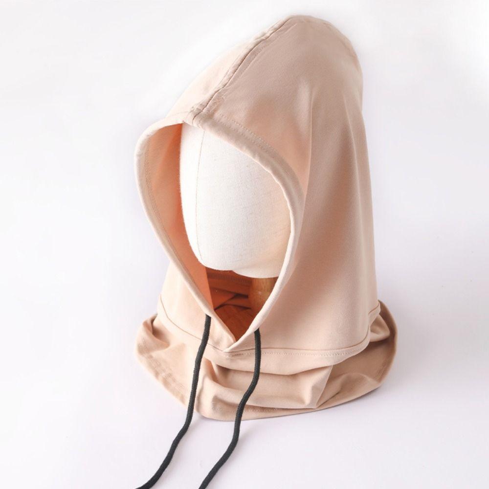 

Soft Cotton Balaclava Windproof Hooded Hat Beanies Streetwear Light Thin Hood Scarf Unisex світлого кольору хакі