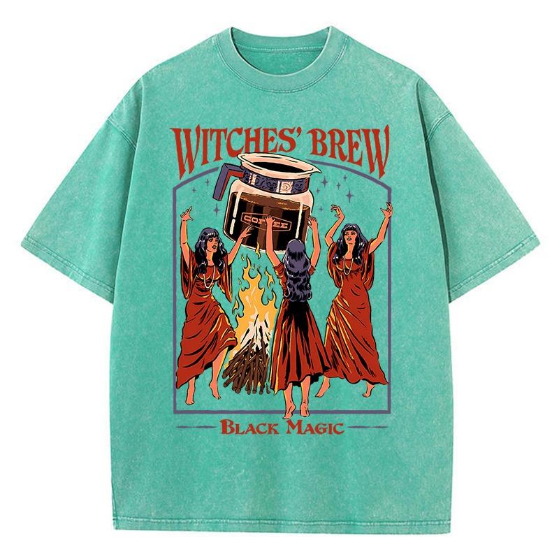 

Футболка мужская Witches Brew Coffee Black Magic Washed Retro Snow, летняя одежда, повседневная одежда, футболка, хлопковые дышащие топы 100