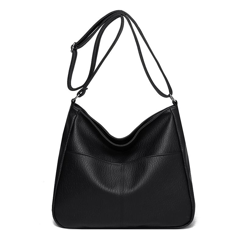 Women s Shoulder Bag Large Capacity Tote Bag PU Crossbody Bag чёрный