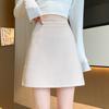 Solid Color Blend High Waist Pencil Skirt With Zipper For Women Autumn Winter