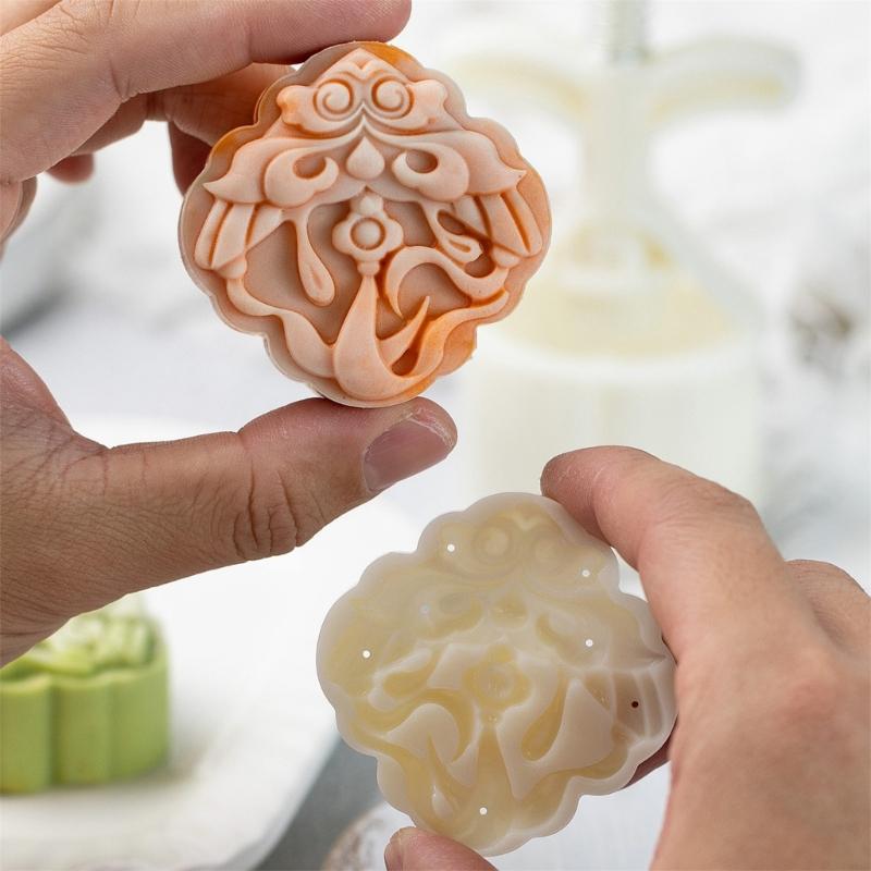 Food Safe Plastic Moon Cakes Maker Set 75g Kite Pattern Molds Easy Press Mechanism Holiday Baking Essential