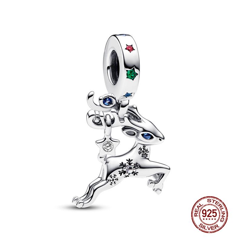 Original Charms Copper Christmas Series Elk Charm Bead Fits 3Mm Original Bracelets For Women Diy Fine Jewelry Gifts