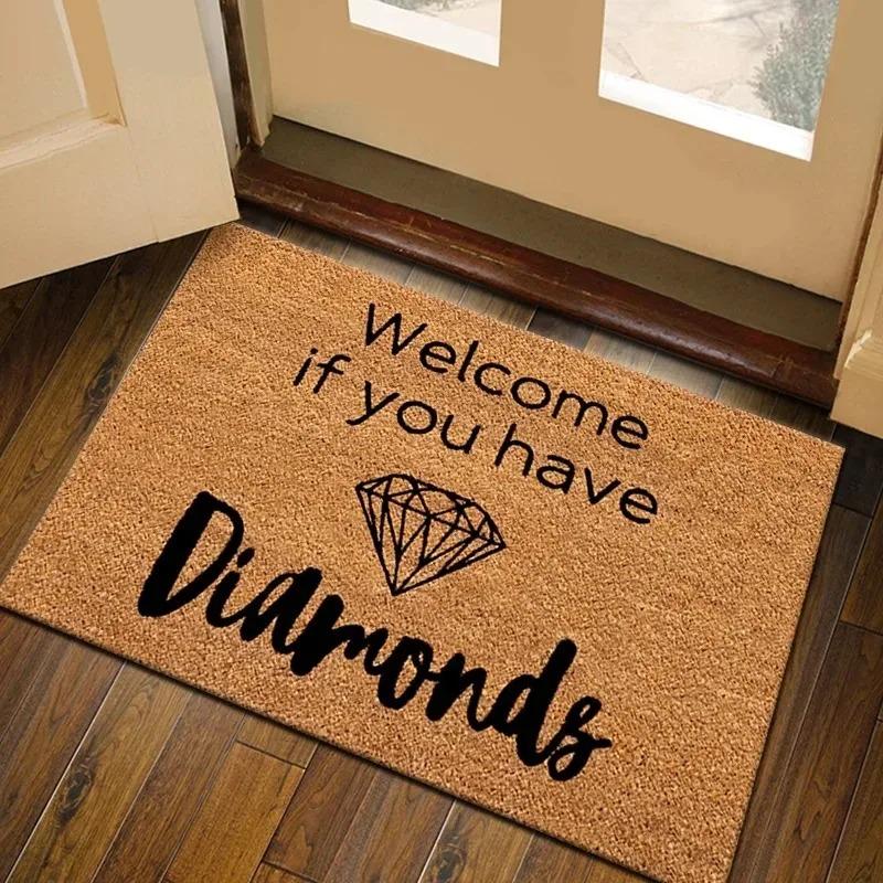 Minimalist Doormat with Welcome Letters Vintage Floor Mat Non-slip Cushioned Entrance Mat Machine Washable, Decorative Door Mat.
