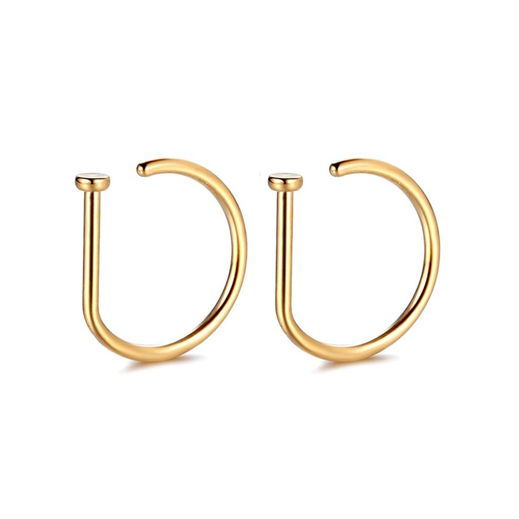 Fake Nose Ring Hoop Lip Labret Ring for Women Non Pierce Hoop Nose Ring Septum Hoop Ring Tragus Rook Ring Non Piercing Jewelry