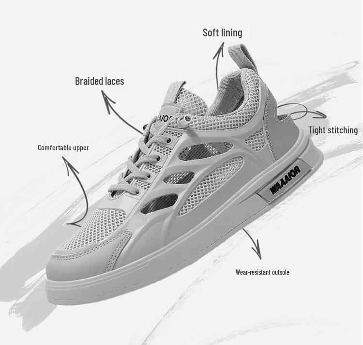 Men's Trendy Breathable Mesh Sneakers - Summer Casual White Hollow Out Shoes