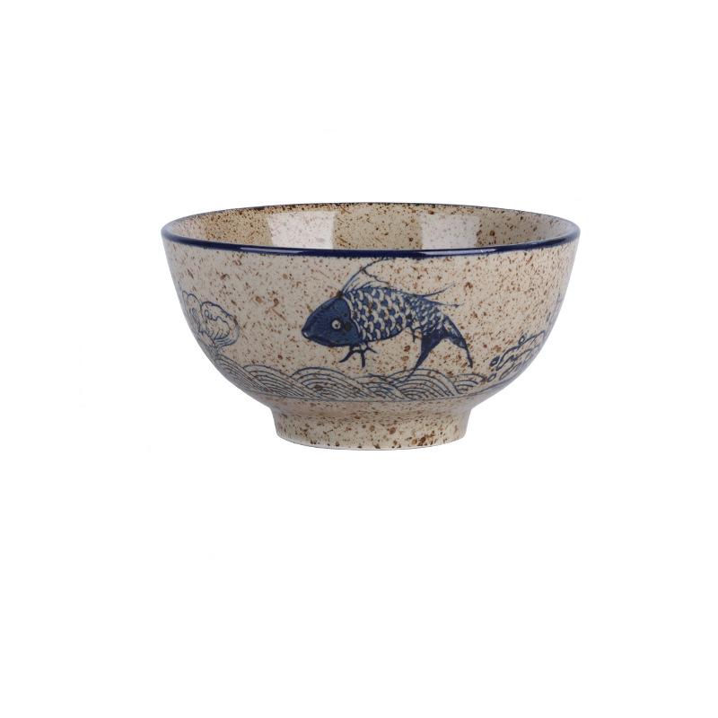 5inch Japanese Style Ceramic Rice Bowl Cereal Soup Dessert Snack Bowl Kitchen Salad Serving Bowl Tableware Microwave Safe 1pcs