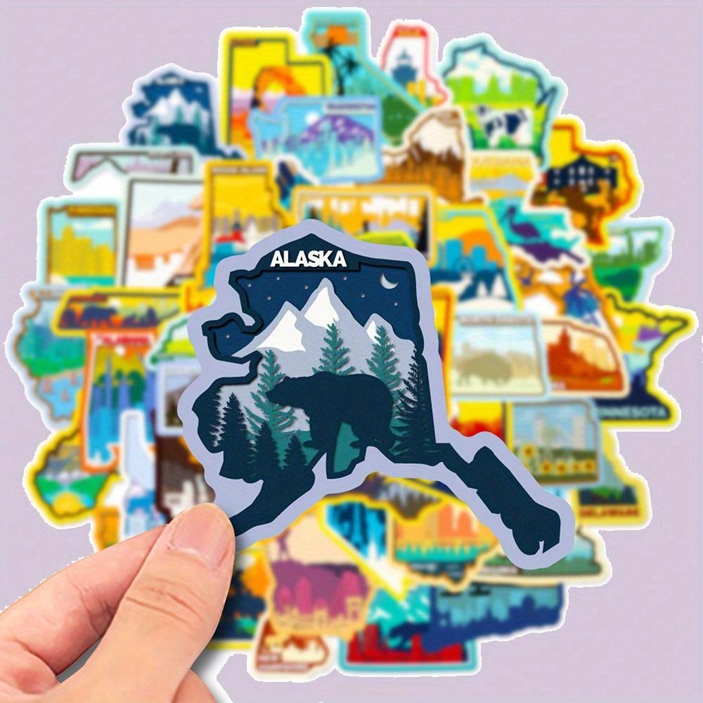 

50pcs American States Graffiti Stickers For Decorating Mobile Phones, Laptops And Suitcases Back To School one-size разноцветный