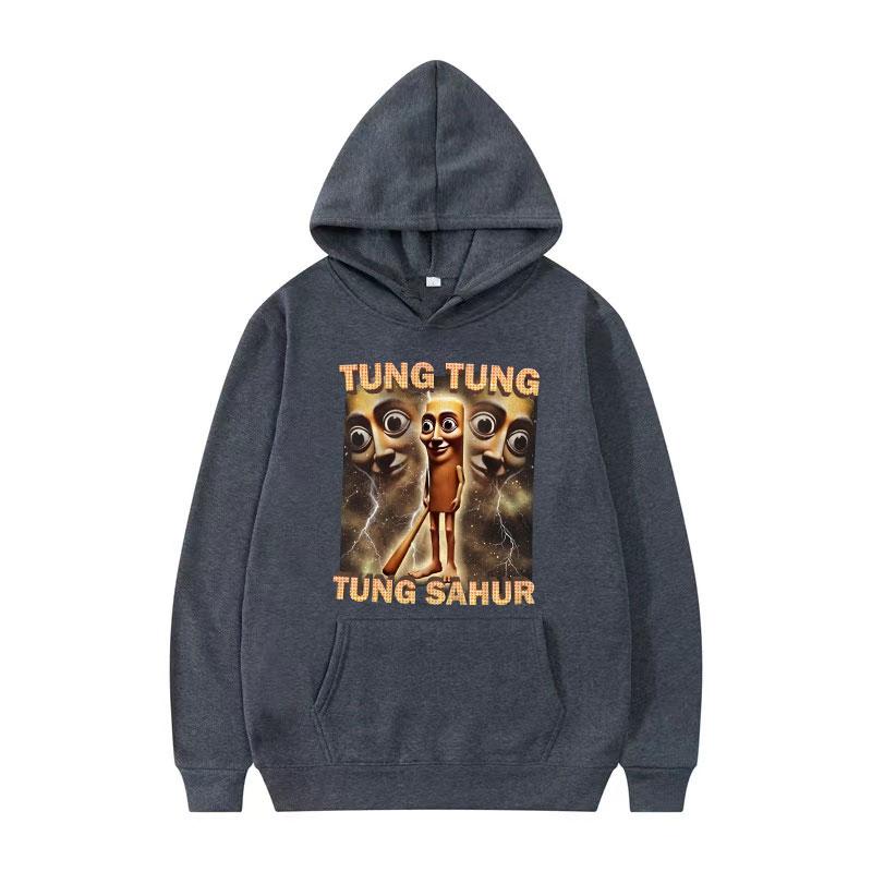 Tung Tung Tung Sahur Lustige Baseballschläger Meme Hoodies für Männer Vintage 90er Humor Hoodie Unisex Hohe Qualität Langarm Sweatshirt