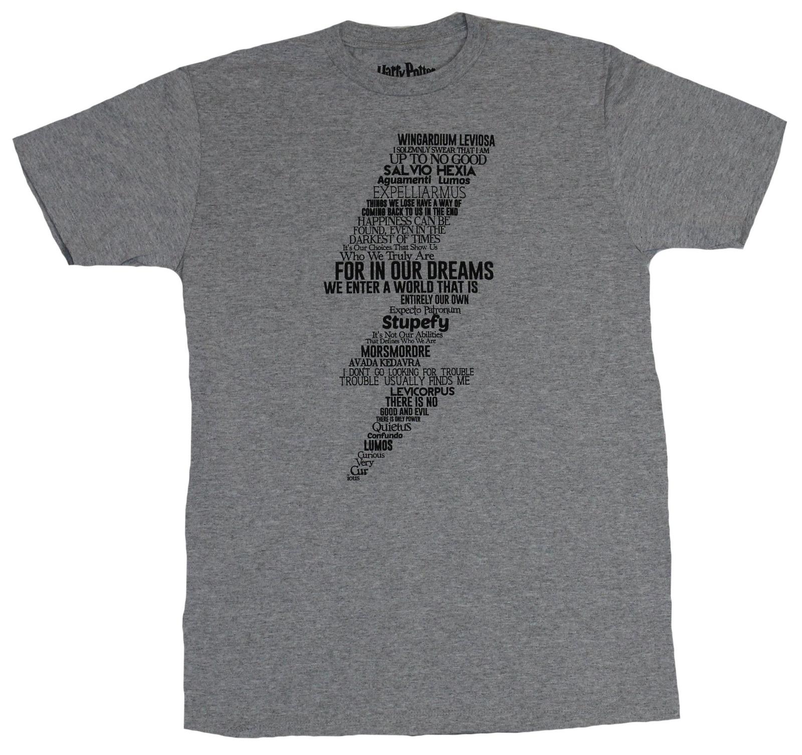 Harry Potter Mens T-shirt Potter Lighting Mark Made Up Of Words Phrases S