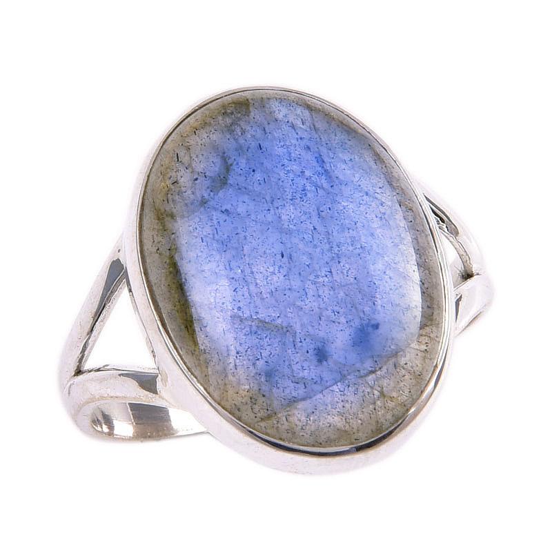Natural Labradorite Gemstone 925 Solid Sterling Silver Jewelry Ring Size 9 O0g00