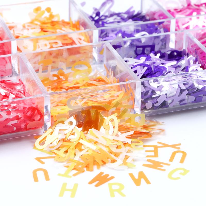 1 Box Colourful Alphabet Sequins Nail Charms  Kawaii Diy Art Decorations Nail Accessories Professional Manicure Supplies