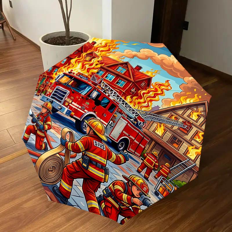 1PC Firefighter Firefighting Umbrella-8-Rib Reinforced, Automatic Open, Lightweight & Durable, Fashion Accessory for Outdoor, J0409