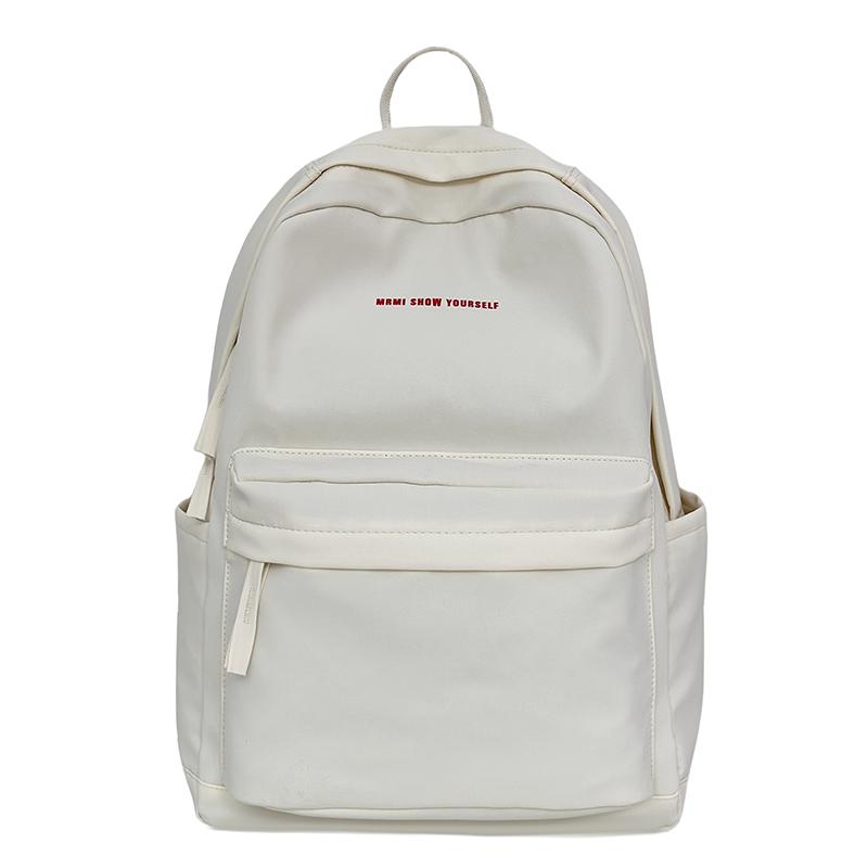 Middle School Student Schoolbag Women's Solid Color Letter Printed Backpack College Style Large Capacity Backpack