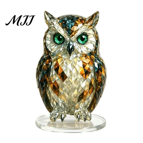 Modern Retro Interior Styling Geometric Faux Crystal Animal Sculpture, Sparkling Acrylic Cat/Owl/Eagle/Dog Statue, Exquisite Sculpture Gifts