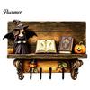 Halloween Themed Wall Art Key Holder, Wooden Lady Ghost Holder with 4 Hooks, Decorative for Mounted Spooky Rack Organizer Entryway Hallway Home Decor