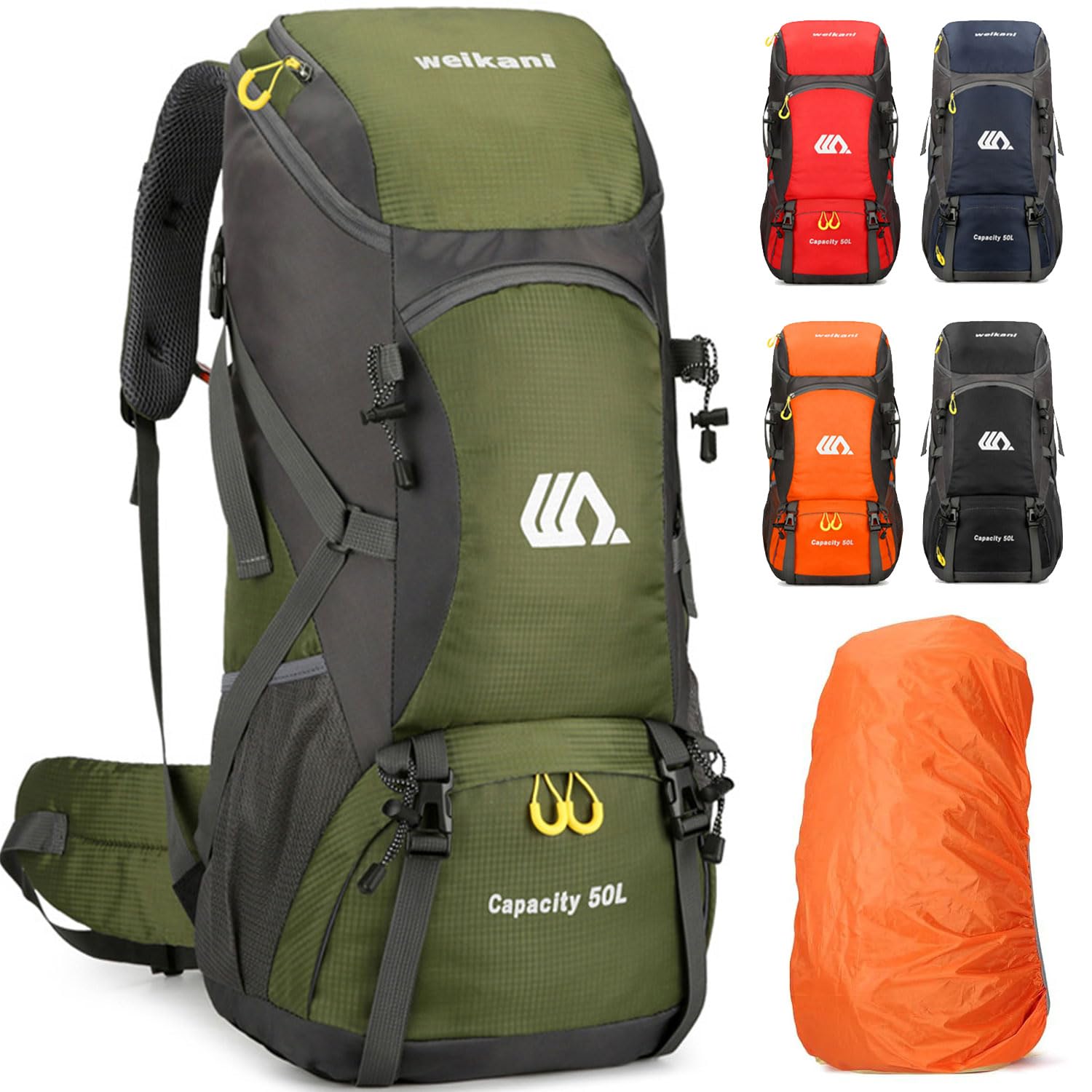 [Kugooyi] 50L Large Capacity Waterproof Lightweight Tear-Resistant Hiking Camping Backpack, Suitable for Travel, Mountaineering, Camping, Outdoor