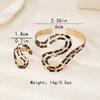 Double S Shape Leopard Print Hollow Shape Bracelet Ring Set Summer Snake Shape Opening Adjustment