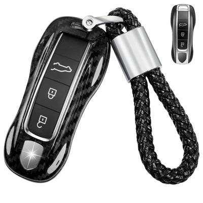 [T-carbon] Skutečný kryt na klíčenku Porsche z uhlíkových vláken s kroužkem na klíče