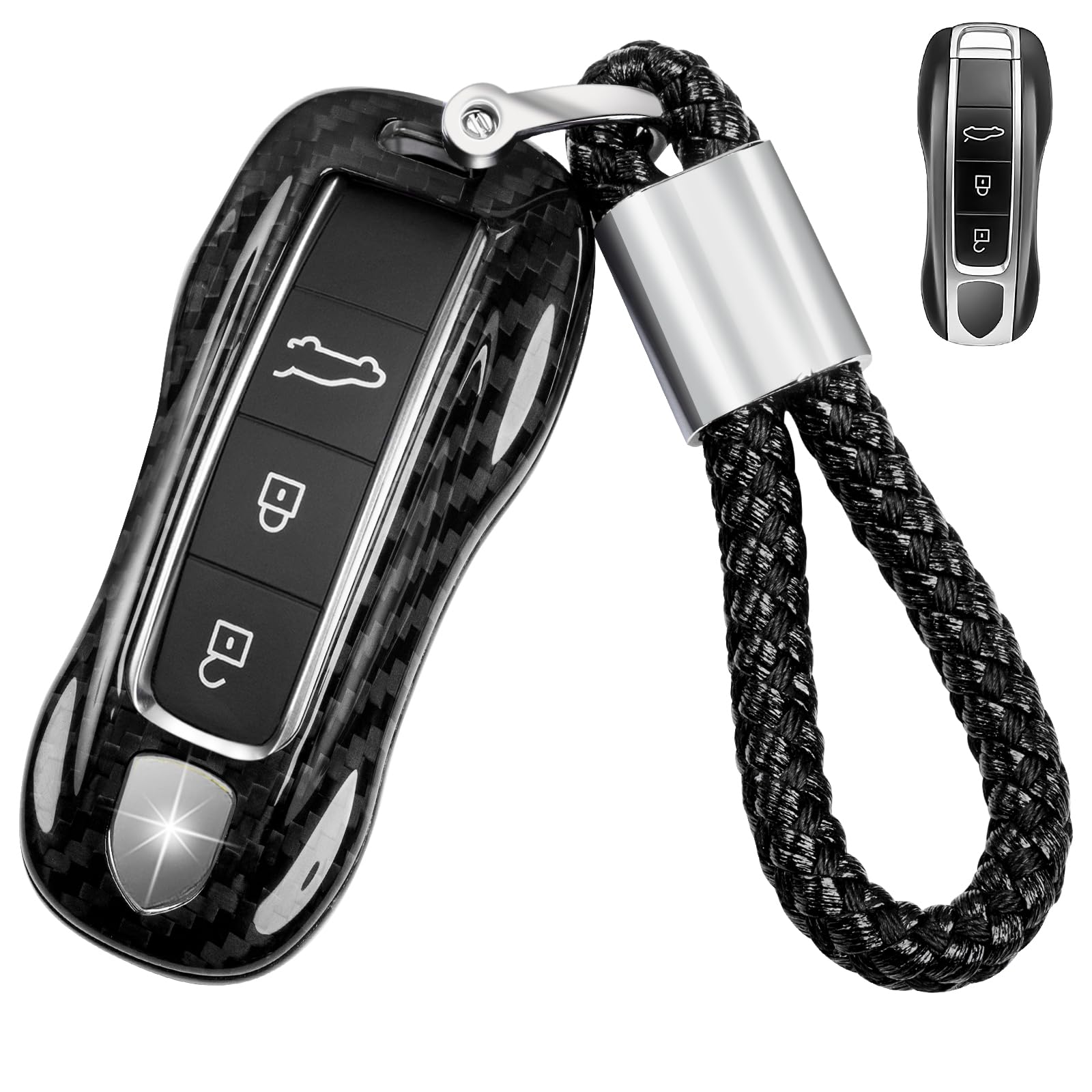 [T-carbon] Real Carbon Fiber Porsche Key Fob Cover with Keychain /